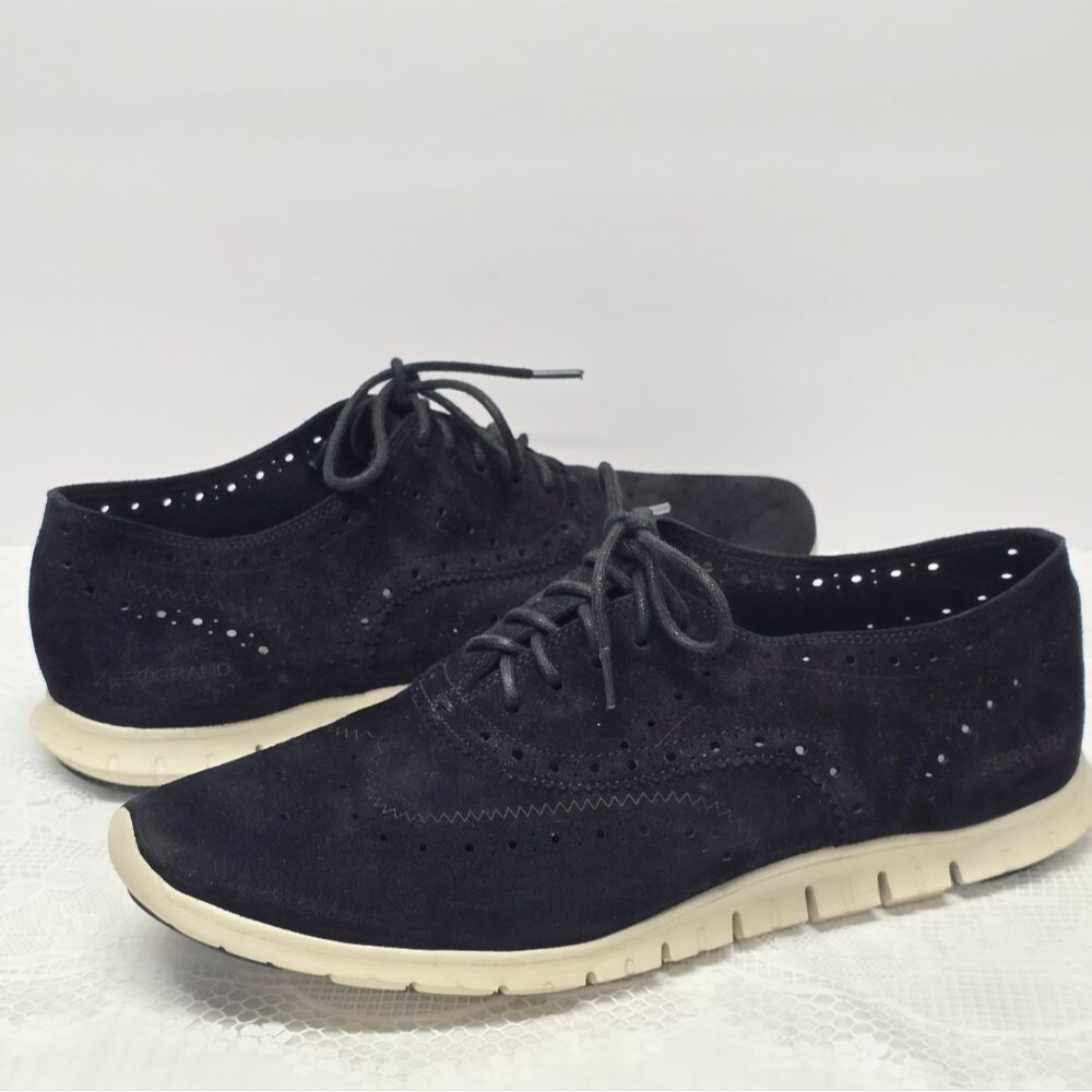 Cole Haan Zerogrand Women's 10.5 Black Suede Wingtip Oxford Sneaker Shoes D44060